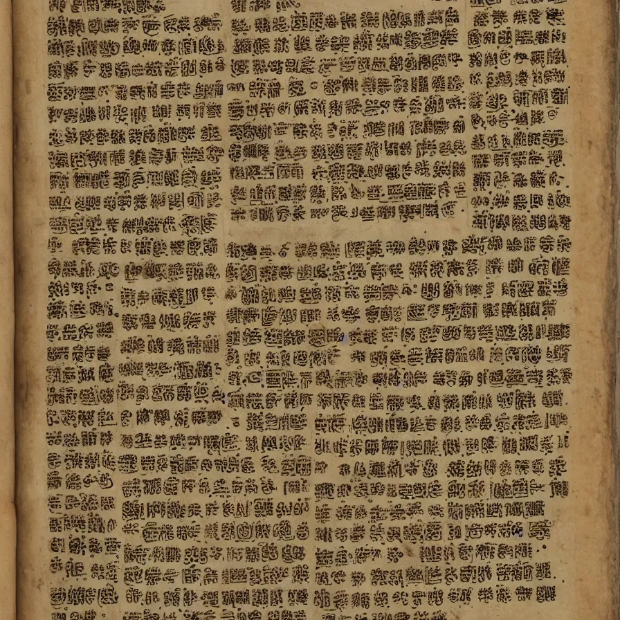 Image similar to page from an ancient book, unknown language, symbols