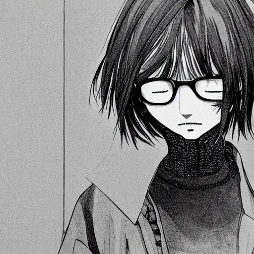 Image similar to a portait of a boy from inio asano manga good night pun pun, detailed