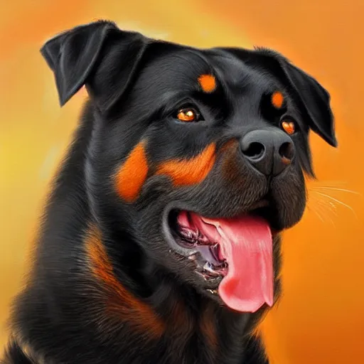 Image similar to rottweiler with a beard, oil painting, artgerm, portrait, highly detailed, artstation