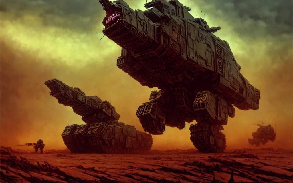 Prompt: a cinematic scene of a hulking armoured mech monster fighting in a hellish war by moebius and hr giger and beksinski, trending on artstation, digital art, 4 k resolution, detailed, high quality, sharp focus, hq artwork, insane detail, cinematic, volumetric lighting, dramatic lighting, epic light, cinematic aesthetic