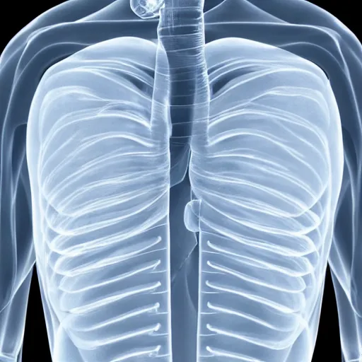 Prompt: x-ray of a person with very small lungs
