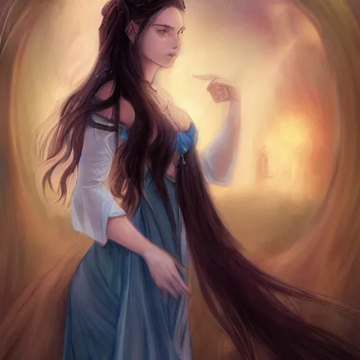 Image similar to Luthien in the style of WLOP