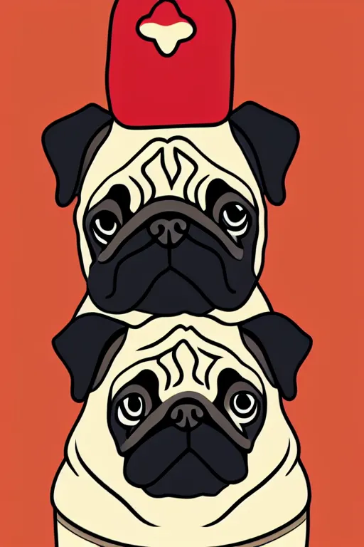 Image similar to Portrait of a pug as the pope, sticker, colorful, illustration, highly detailed, simple, smooth and clean vector curves, no jagged lines, vector art, smooth