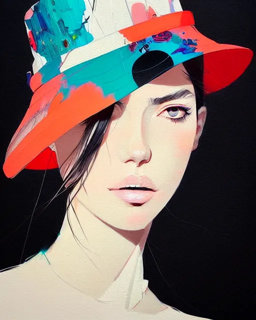 Image similar to a ultradetailed beautiful painting of a stylish woman wearing a bucket hat, by conrad roset, greg rutkowski and makoto shinkai trending on artstation