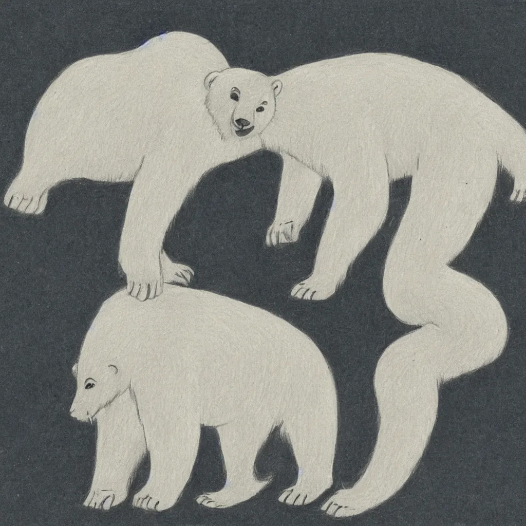 Prompt: drawing from 1 9 2 0's disney animation, monkey polar bear rabbit