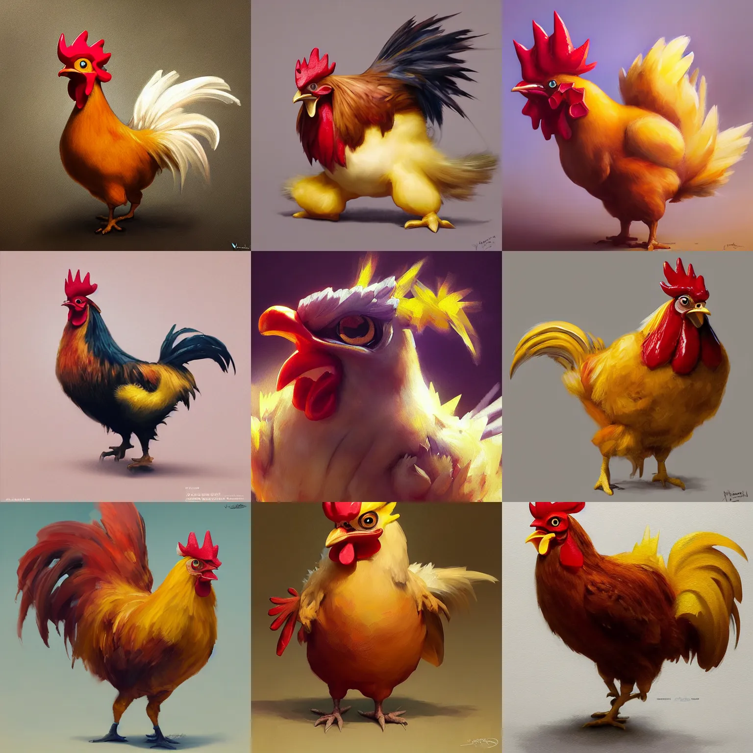 Prompt: expressive oil painting of rooster pikachu, smooth, by yoshitaka amano, by greg rutkowski, by jeremyg lipkinng, by artgerm, digital art, octane render