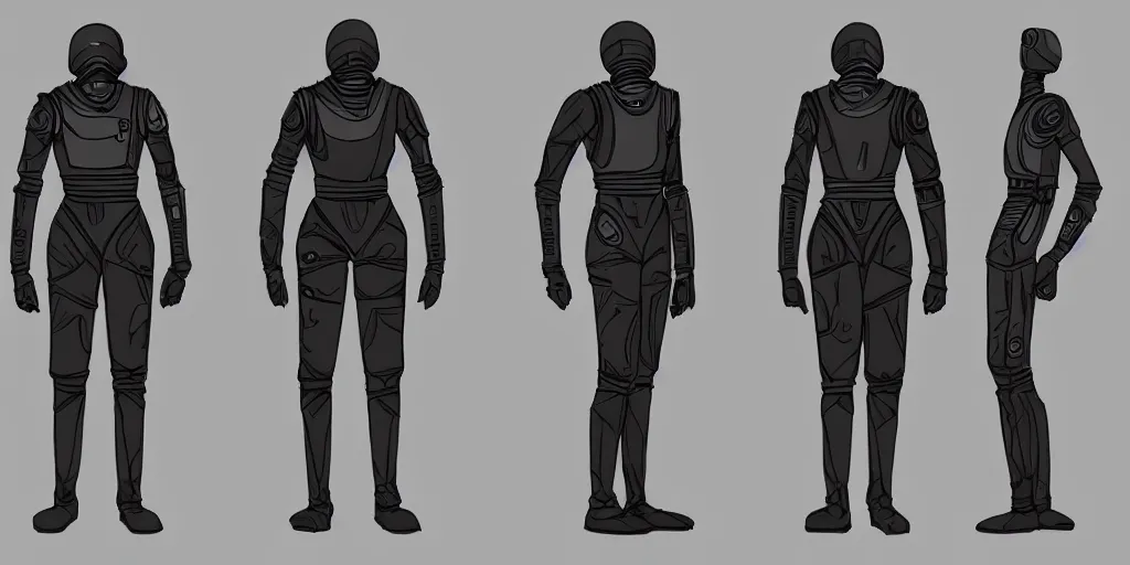 Image similar to male, fully body, elongated figure, science fiction space suit with a helmet, large shoulders, short torso, long thin legs, tiny feet, character sheet, digital sketch, hyperdetailed, dieselpunk, super stylized character design, concept design