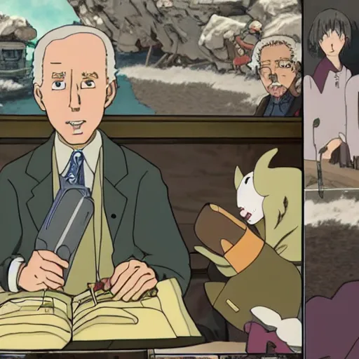 Image similar to screenshots of the Miyazaki anime movie Joe Biden Goes on an Adventure