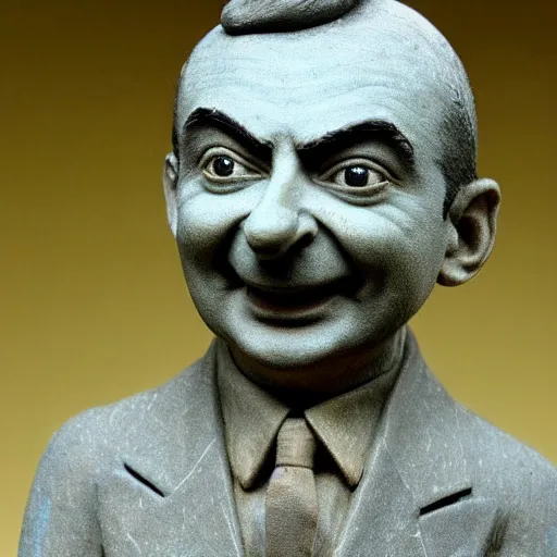 Prompt: antique sculpture of mr. bean