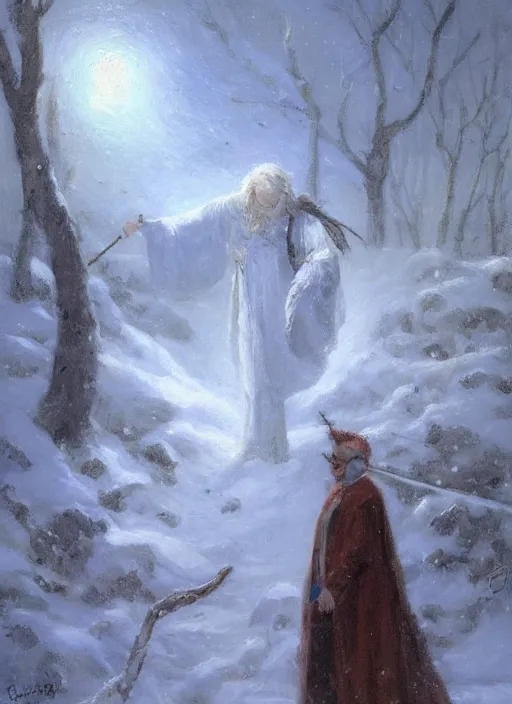 Image similar to a mage casting a frost spell by charles joshua chaplin