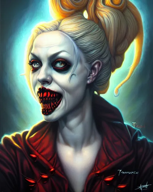 Prompt: lovecraft spider portrait of harley quinn by tomasz alen kopera and peter mohrbacher