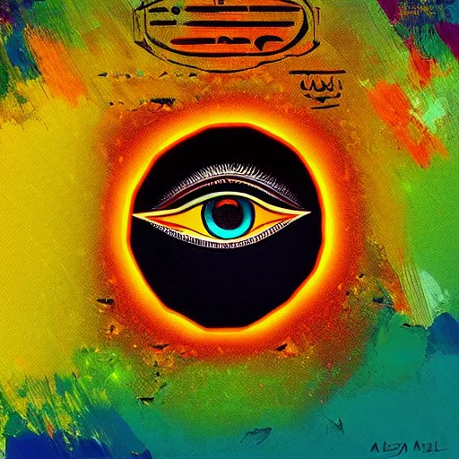 Prompt: eye of horus, wedjat eye, egypt, by alena aenami