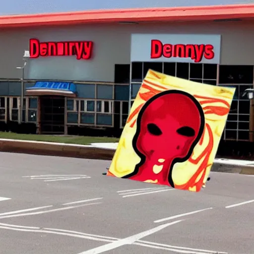 Prompt: A sick alien dies outside of a Dennys restaurant