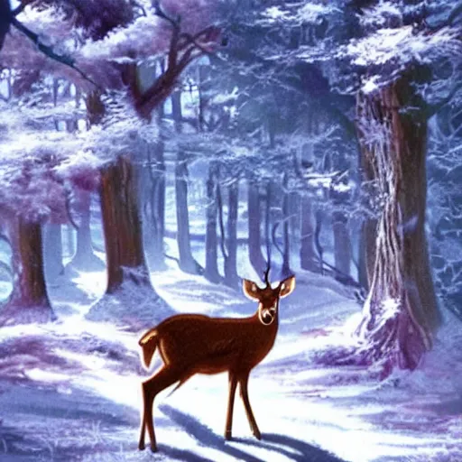 Prompt: “a hunter stalking deer, anime”