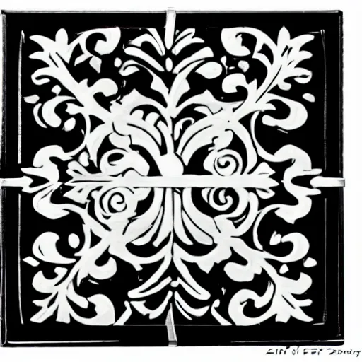 Image similar to ornate box design modern black and white color scheme, zeff style