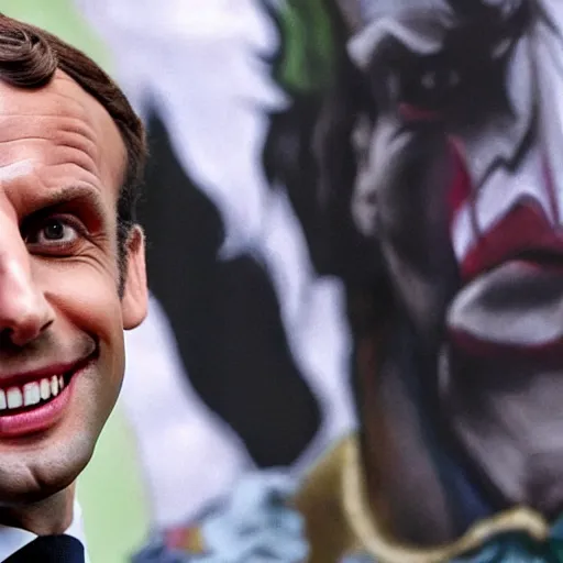 Image similar to Emmanuel Macron as The Joker