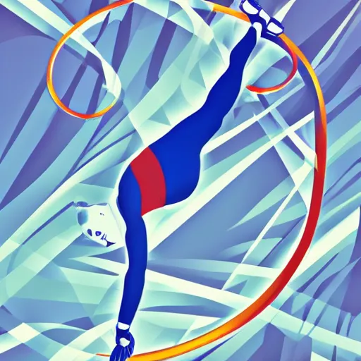 Image similar to stylized vector graphic of an athlete using gymnastic rings in the sun, warm colors, white background, trending on artstation