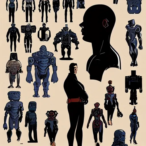 Image similar to stylized proportions, human, large shoulders, thin long legs, the expanse tv series, in the style of mike mignola, trending on artstation