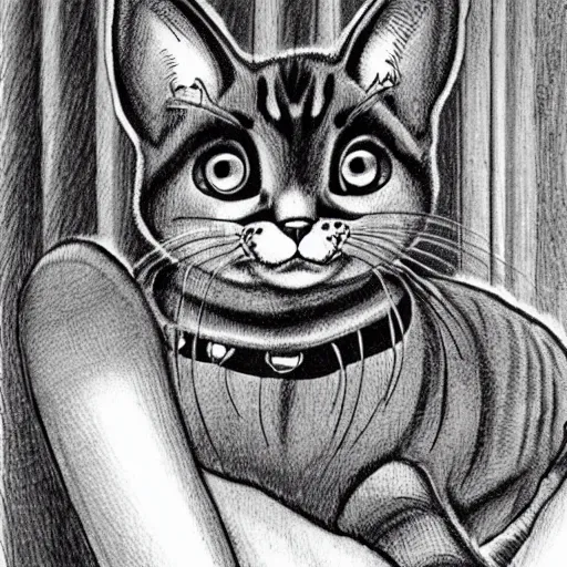 Image similar to realistic cat by junji ito