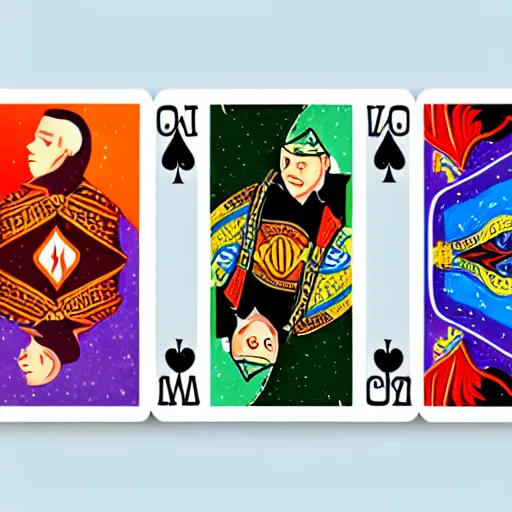 Prompt: detailed illustration of poker cards by alena aenami and annato finnstark