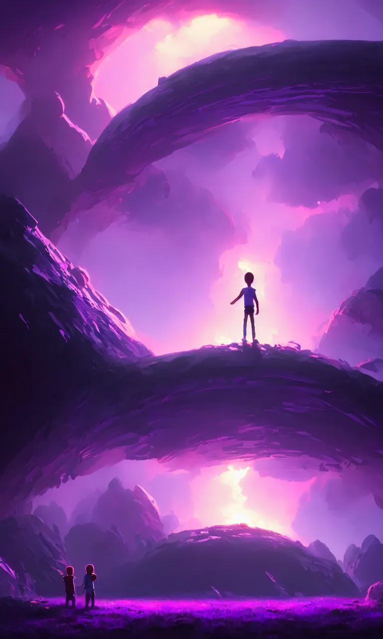 a-kid-standing-in-front-of-the-glowing-purple-portal-stable-diffusion