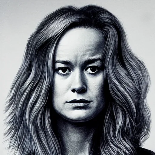 Prompt: brie larson, head and shoulders portrait, extremely detailed masterpiece, one single continues line.