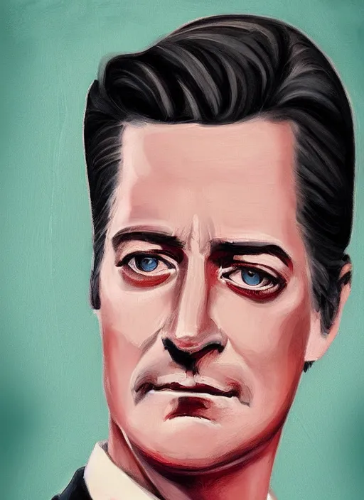 Image similar to portrait of kyle maclachlan as dale cooper by jeremy enecio