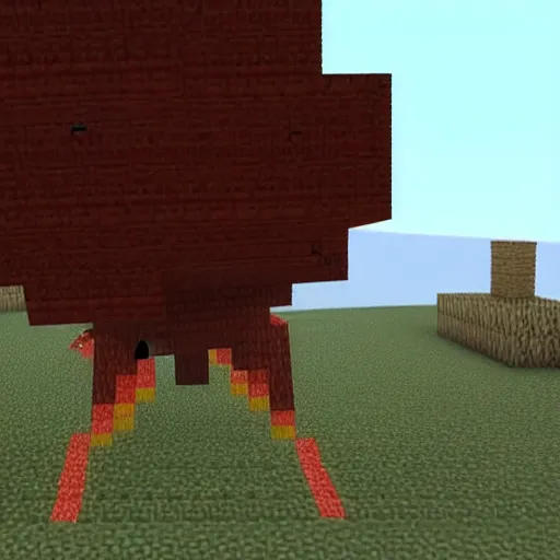 Prompt: a giant chicken in minecraft.