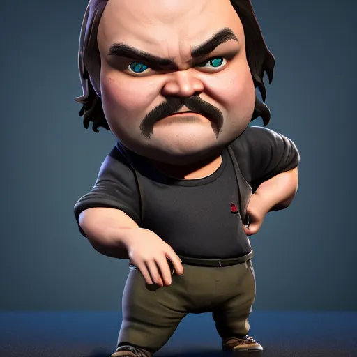 Image similar to jack black chibi action figure, centered, well lit 3 d render, unreal engine, octane, 4 k