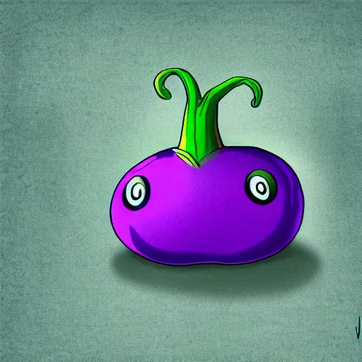 Image similar to an eggplant with two horrible eyes, digital art