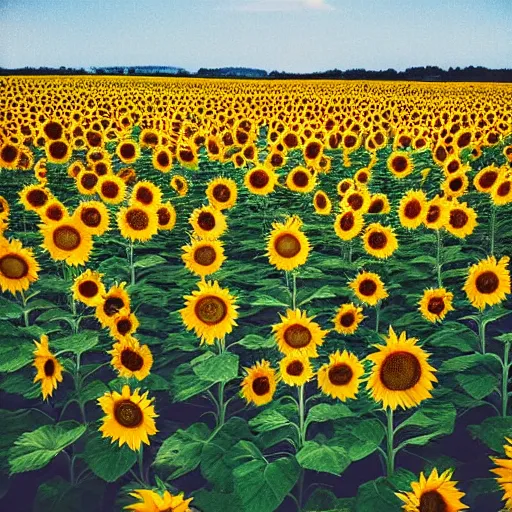 Prompt: a sunflower field, photography, photoshoot, color grading, photojournalism, dslr, instax, warm color palette, colorful, tonal colors, complimentary - colors, triadic - colors, happy, sad, angelic, good, infused, feng shui, soft body, cloth, plant, flowers, floral, by claude monet