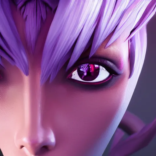 Prompt: still close up of pretty Xayah (League of Legends) in KDA More music video. 3d render, octane render, game art, realistic, highly detailed, trending on artstation, 4k, trending on artstation, pixar, cgsociety, unreal engine 5, redshift render, trending on artstation, blender, behance, cg