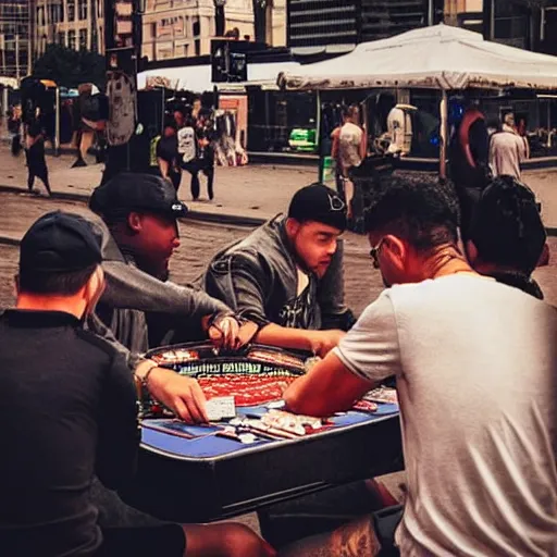 Prompt: with my homies playin street gambling, extremely human detailed, brutal human detailed!!!, uhdr human detailed, 4 k human detailed!!!, smooth human detailed!!! intricate, consistent, photo hyper realistic, the best photograph of august, pinterest render, vogue render