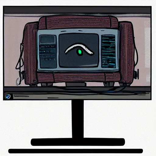 Image similar to 0 0 s kid looking at you standing besida an old computer monitor, trending on artstation