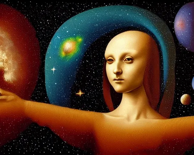 Image similar to universe cosmology mental state, a closeup simple vector pop surrealism, by ( leonardo da vinci ) and greg rutkowski and rafal olbinski