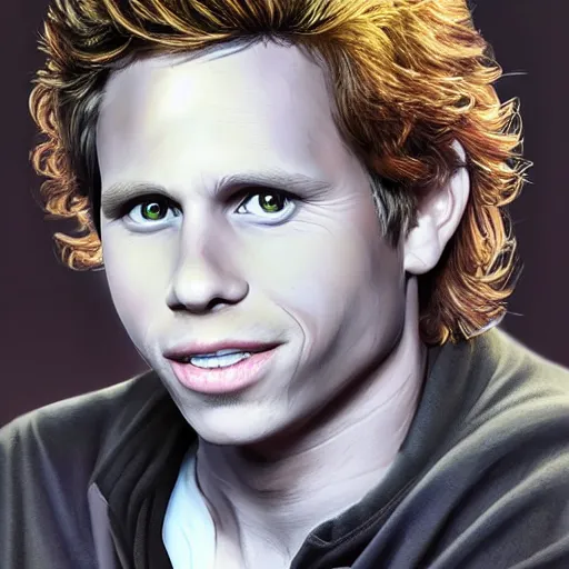 Image similar to dennis reynolds as the golden god, photo realism, perfect face, realistic