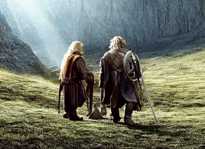 Prompt: screenshot from the fellowship of the ring where elon musk plays a hobbit