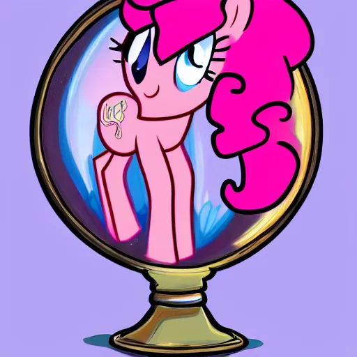 Image similar to Pinkie Pie 💓🐴 trapped inside a crystal ball 🔒🔮 🎨🖌️