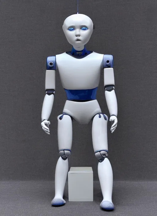 Image similar to 'futuristic blanco ceramic humanoid robot macho guapo with a handsome face and muscular body'