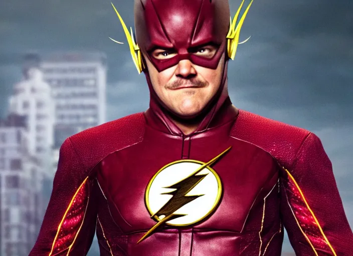 Image similar to film still of jack black as the flash in the new flash movie, 4 k