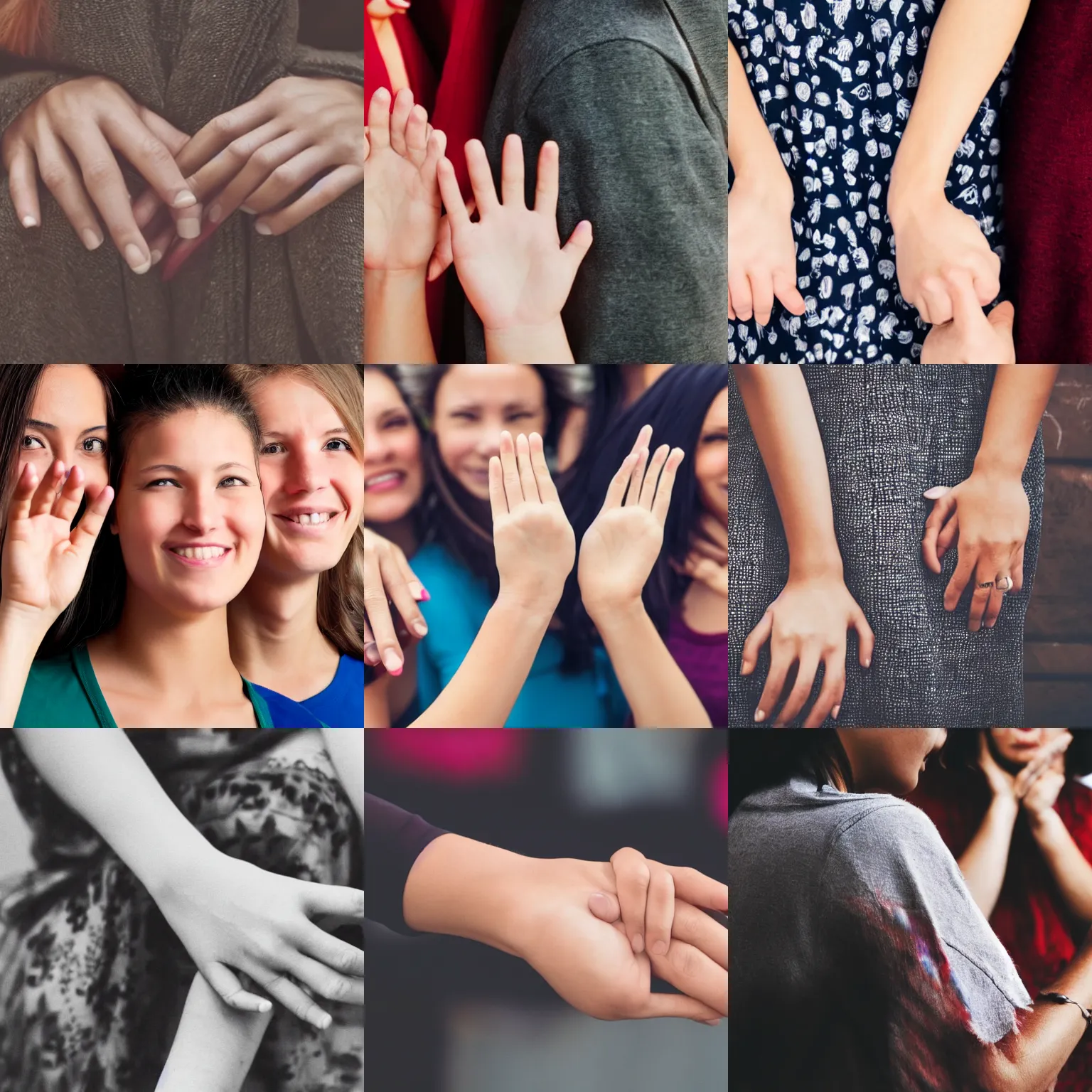 Prompt: close-up photo of women one hand