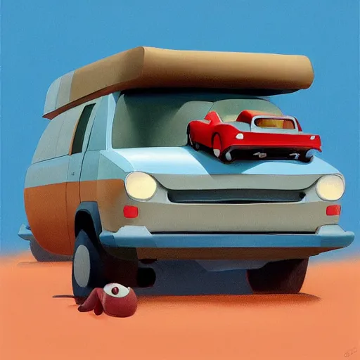 Prompt: goro fujita ilustration 4 x 4 car full of suitcases, painting by goro fujita, sharp focus, highly detailed, artstation