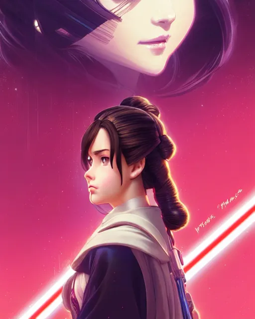 Image similar to poster Anime playing Princess Padme star wars || cute-fine-face, pretty face, realistic shaded Perfect face, fine details. Anime. realistic shaded lighting by Ilya Kuvshinov katsuhiro otomo ghost-in-the-shell, magali villeneuve, artgerm, Jeremy Lipkin and Michael Garmash and Rob Rey Star-Wars poster