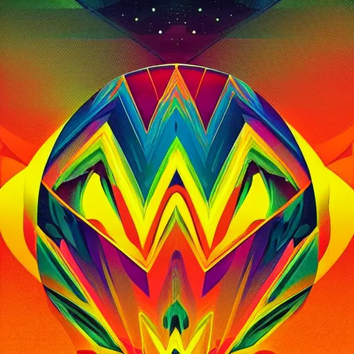 Image similar to psychedelic abstract digital artwork reminiscent of album covers from the 70's in the art style of Alena Aenami, Marcel Marcel and Metzinger