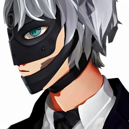 Image similar to detailed guy with mask made in persona style highly detailed high quality, 8k, smooth, art, art, detailed face, sharp focus, beautiful scene, neon,