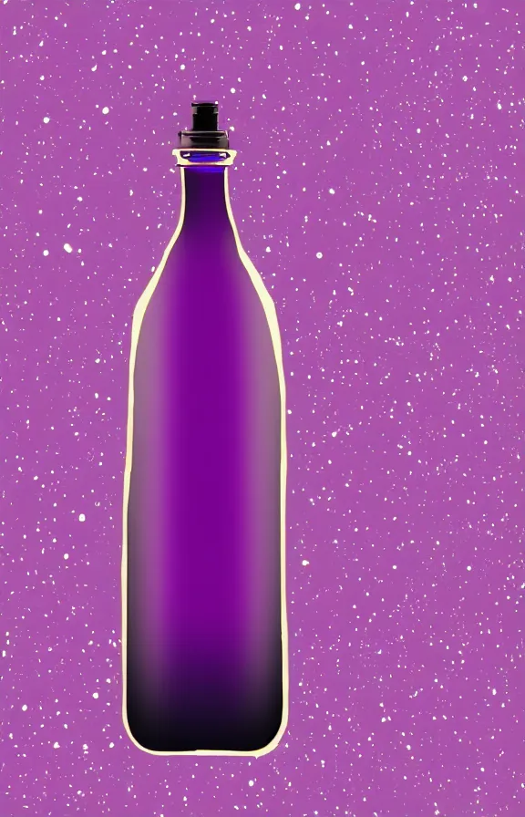 Image similar to purple liquid inside a bottle, universe background, minimalist artwork, symmetrical