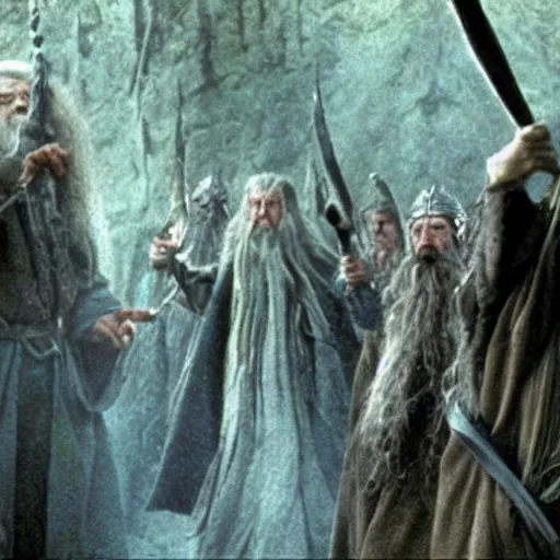 Image similar to shamanic ritual run by gandalf, a scene from lord of the rings,