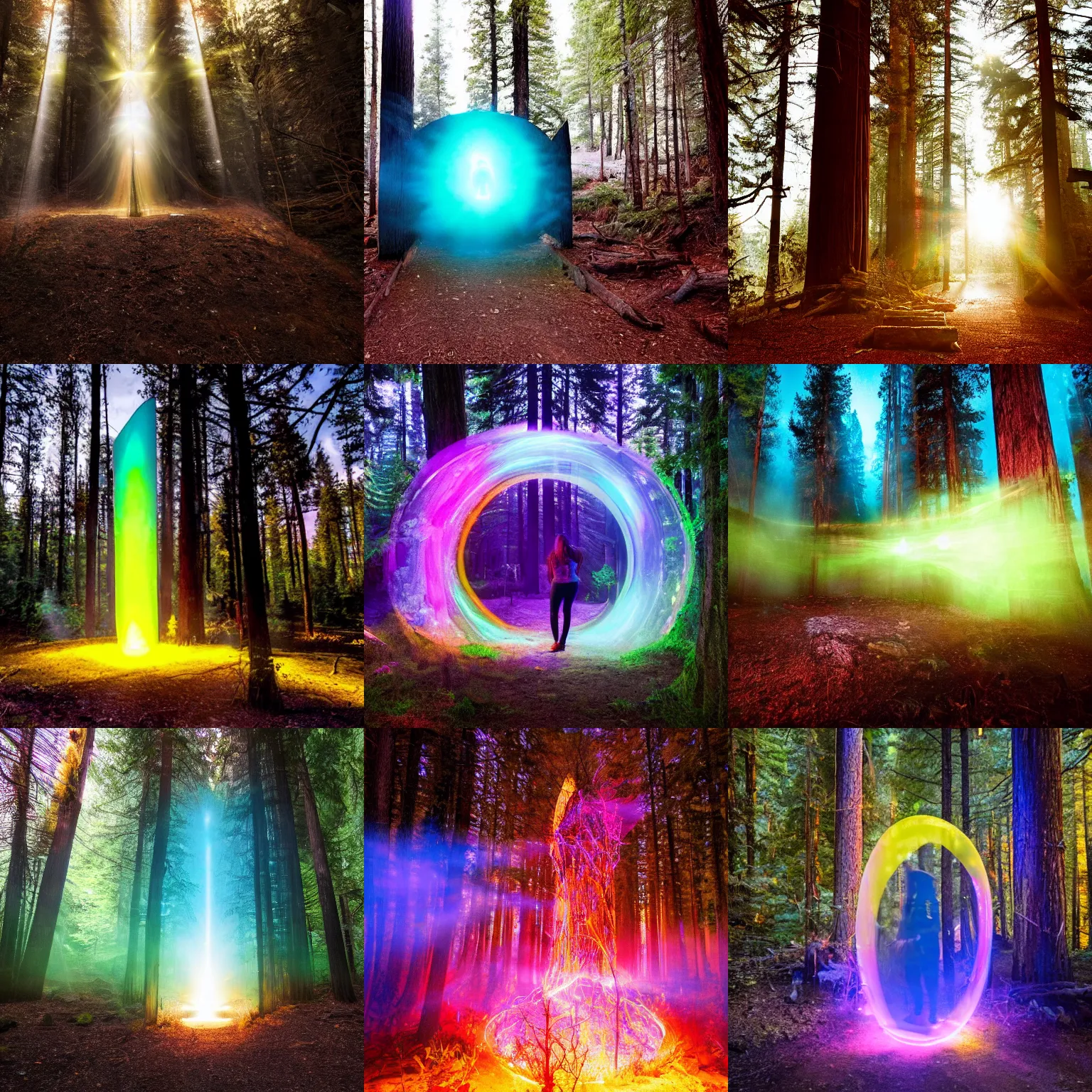 Prompt: photograph of a glowing dimensional portal that was discovered in a forest in northern california, published in national geographic's may 2 0 2 7 issue