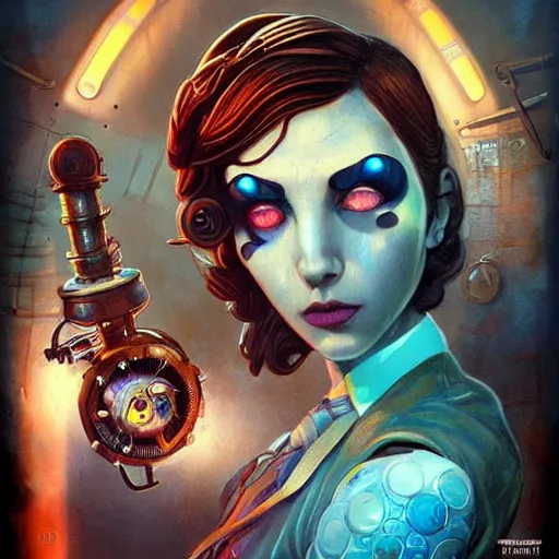 Image similar to lofi underwater bioshock steampunk biopunk portrait, Pixar style, by Tristan Eaton Stanley Artgerm and Tom Bagshaw.