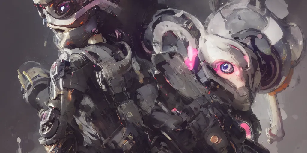 Image similar to portrait splatoon nintendo one character full body precis no blur, concept art, character sheet, nier automata, gaston bussiere, tsutomu nihei, yoji shinkawa, yoshitaka amano, greg rutkowski, cyberpunk, trending on artstation, featured on pixiv, hyper detail, cinematic composition, 8 k